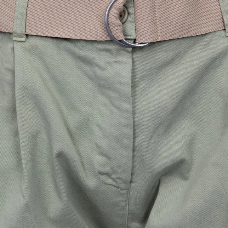 Best Short semolina kaki taille haute avec ceinture Femme Femme Short, Bermuda