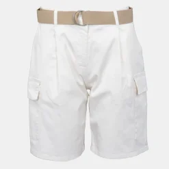 Best Short semolina kaki taille haute avec ceinture Femme Femme Short, Bermuda