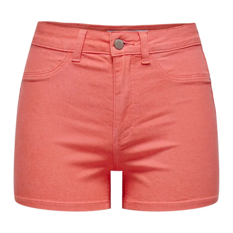 Short skinny taille haute poches arrières bouton uni Femme Femme Short, Bermuda