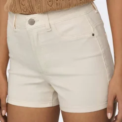 Best Short skinny taille haute poches arrières bouton uni Femme Femme Short, Bermuda