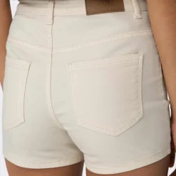 Best Short skinny taille haute poches arrières bouton uni Femme Femme Short, Bermuda