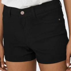 Sale Short skinny taille haute poches arrières bouton uni Femme Femme Short, Bermuda