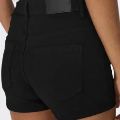 Sale Short skinny taille haute poches arrières bouton uni Femme Femme Short, Bermuda