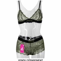 Clearance Shorty en dentelle bande élastique logo sexy Femme Femme Lingerie