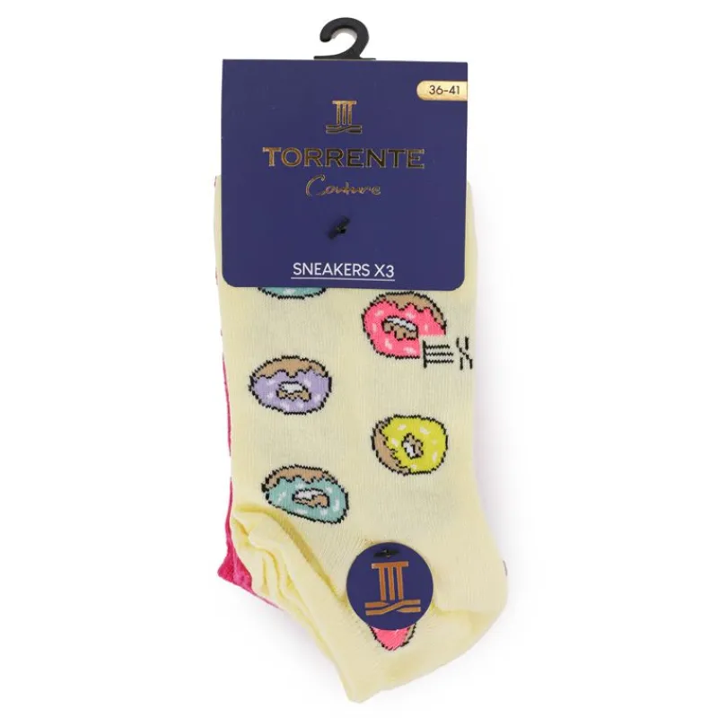 Outlet Socquette donuts et pizza x3 Femme Femme Chaussettes