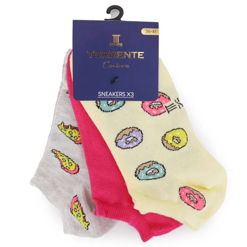 Outlet Socquette donuts et pizza x3 Femme Femme Chaussettes