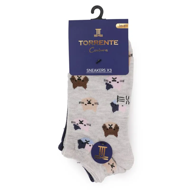 Outlet Socquette imprime chat x3 Femme Femme Chaussettes