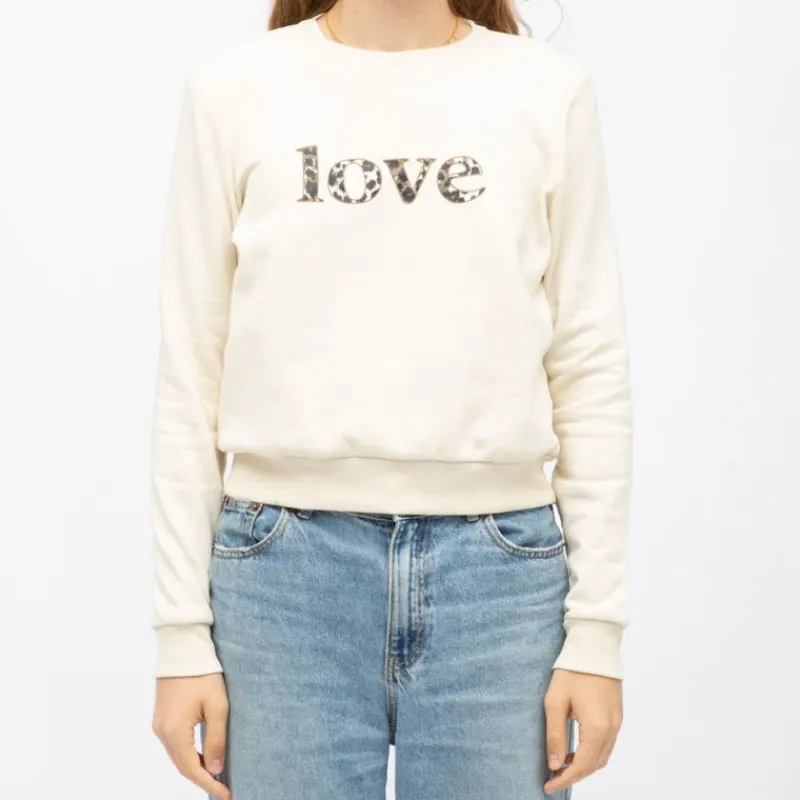 Online Sweat coton rubi Love imprimé léopard Femme Femme Pull, Gilet, Sweat