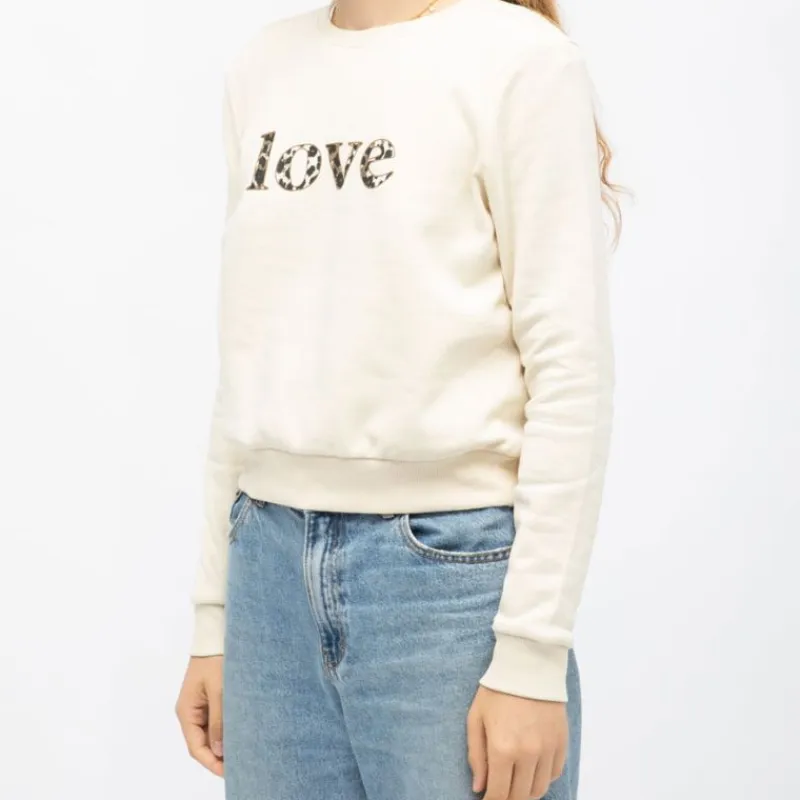 Online Sweat coton rubi Love imprimé léopard Femme Femme Pull, Gilet, Sweat