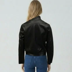 New Sweat similicuir col zippé montant Femme Femme Pull, Gilet, Sweat