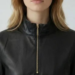 New Sweat similicuir col zippé montant Femme Femme Pull, Gilet, Sweat