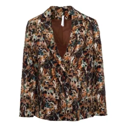 Outlet Tailleur imprimé animal doublure chocolat Femme Femme Veste, Doudoune, Manteau