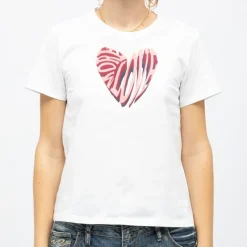 Tee shirt coeur relief imprimé Love Femme Femme Haut, Chemise|Tee Shirt