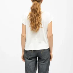 Discount Tee shirt col v Luck brodé coloré Femme Femme Haut, Chemise|Tee Shirt