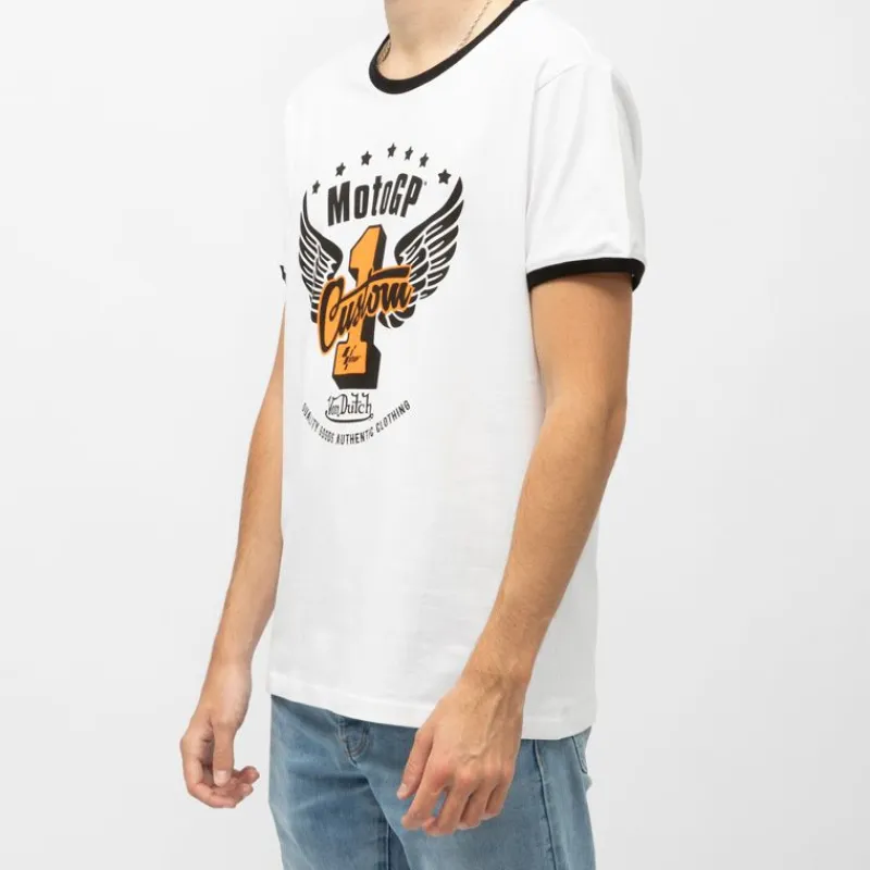 Outlet Tee shirt logo moto gp imprimé n°1 ailé col rond noir Homme Homme Tee Shirt