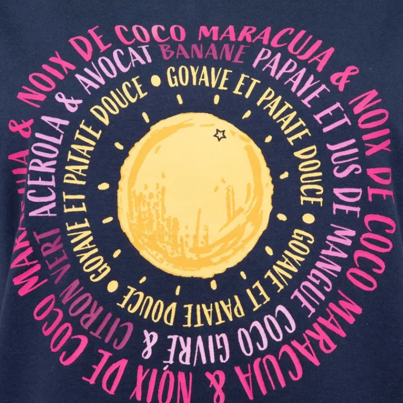 Discount Tee shirt bleu marine coton Soleil Femme Femme Haut, Chemise|Tee Shirt