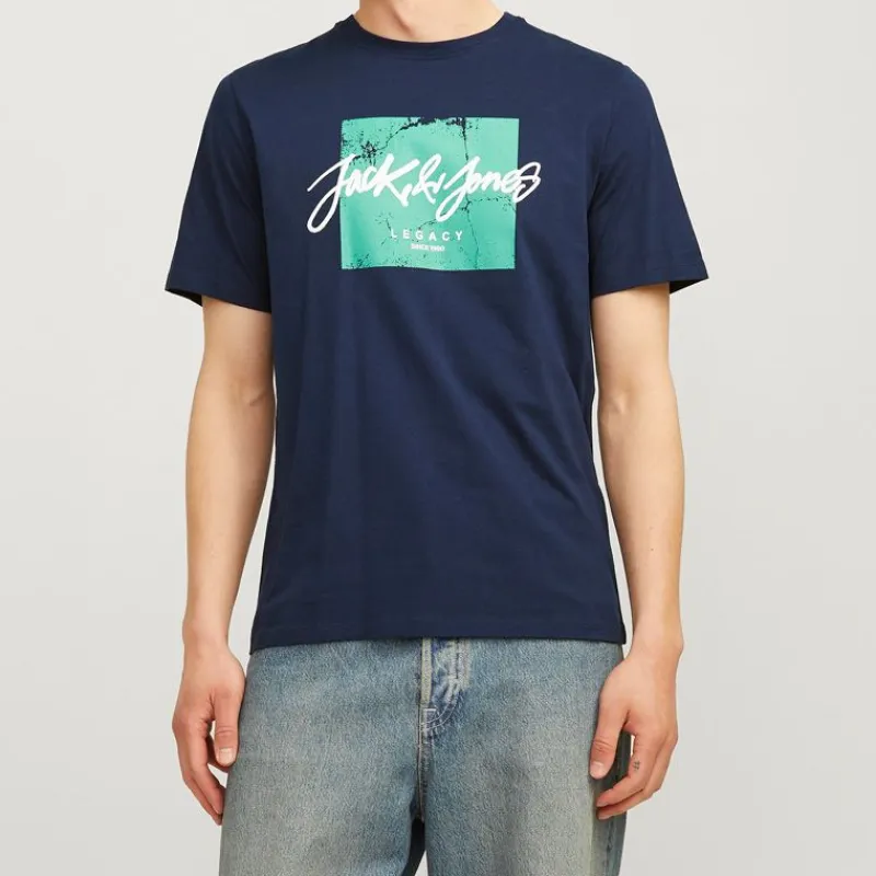 Best Tee shirt bleu marine Tiley regular fit imprimé block avec logo col rond Homme Homme Tee Shirt