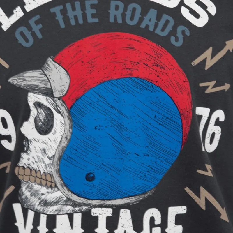 Outlet Tee shirt casque moto coton squelette Homme Homme Tee Shirt