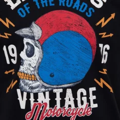 Outlet Tee shirt casque moto coton squelette Homme Homme Tee Shirt