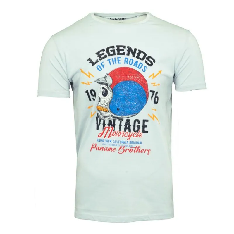 Clearance Tee shirt casque moto coton squelette Homme Homme Tee Shirt