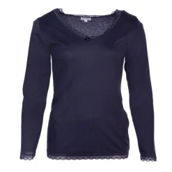 Hot Tee shirt chaud à dentelle col V ysia Femme Femme Tee Shirt|Haut, Chemise