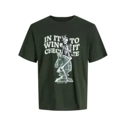 Discount Tee shirt Checkmate avec imprimé squelette sully vert foncé Homme Homme Tee Shirt