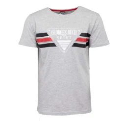 Tee shirt chiné avec rayures grand logo poitrine Homme Homme Tee Shirt