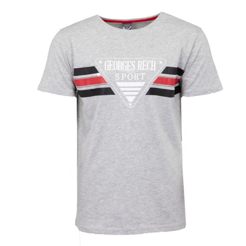 Tee shirt chiné avec rayures grand logo poitrine Homme Homme Tee Shirt