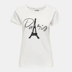 Discount Tee shirt cloud dancer paris coton à sequins noirs Femme Femme Haut, Chemise|Tee Shirt