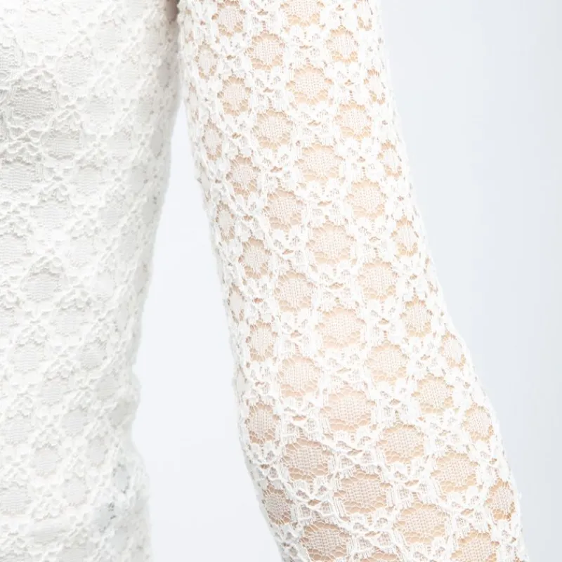 Best Tee shirt col bateau à dentelle manches longues thell Femme Femme Haut, Chemise|Tee Shirt