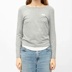 Tee shirt col bateau aliona avec zip noeud brodé Femme Femme Tee Shirt|Haut, Chemise