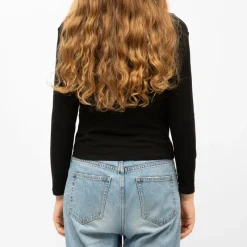 Best Tee shirt col bateau aliona avec zip noeud brodé Femme Femme Haut, Chemise|Tee Shirt