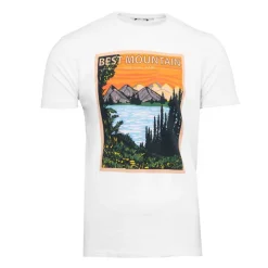 Sale Tee shirt col rond imprimé paysage de montagne Homme Homme Tee Shirt