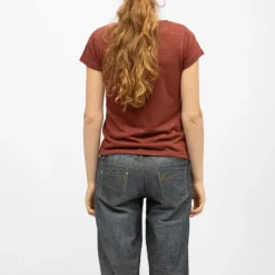 Sale Tee shirt col rond tissu chiné fil doré Femme Femme Haut, Chemise|Tee Shirt