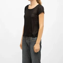 Outlet Tee shirt col rond tissu chiné fil doré Femme Femme Tee Shirt|Haut, Chemise