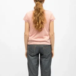 Sale Tee shirt col rond tissu chiné fil doré Femme Femme Tee Shirt|Haut, Chemise