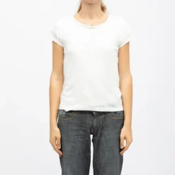 Tee shirt col rond tissu chiné fil doré Femme Femme Tee Shirt|Haut, Chemise