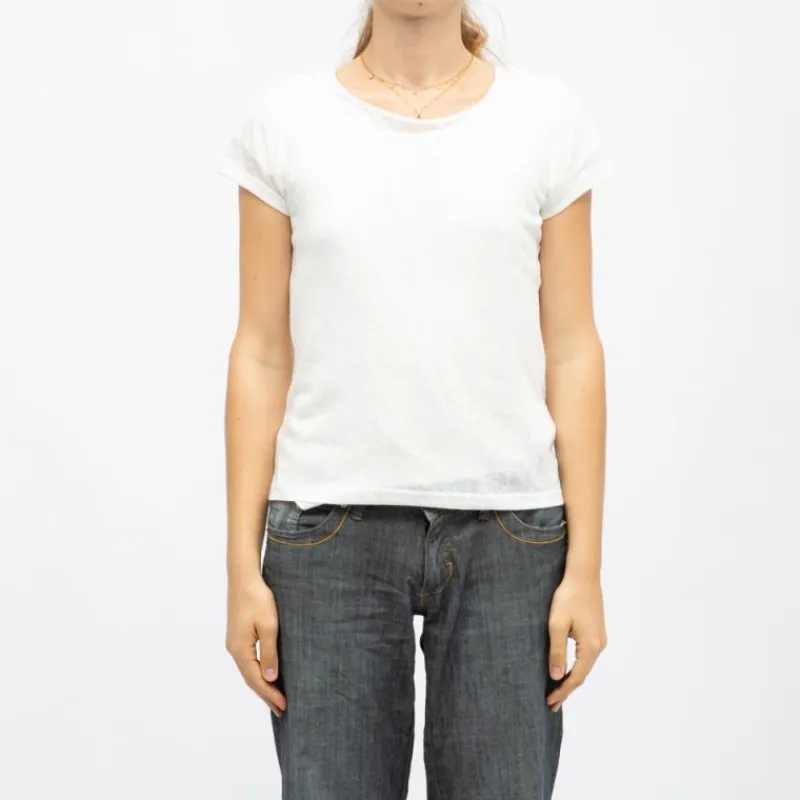 Tee shirt col rond tissu chiné fil doré Femme Femme Tee Shirt|Haut, Chemise