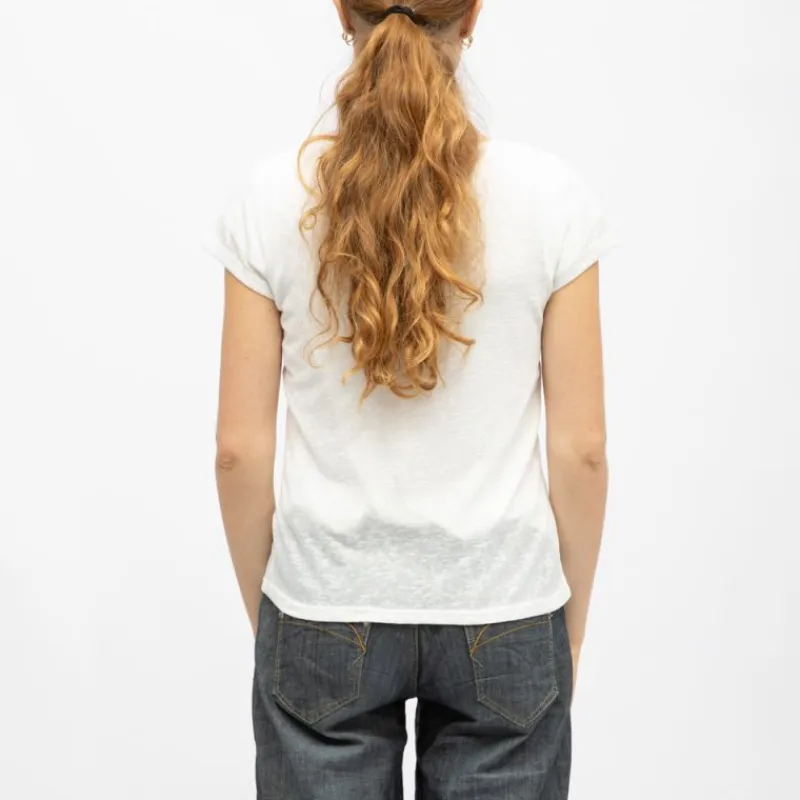 Tee shirt col rond tissu chiné fil doré Femme Femme Tee Shirt|Haut, Chemise