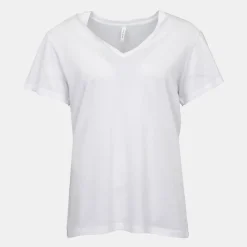 Discount Tee shirt col v basique coton à manches courtes Femme Femme Tee Shirt|Haut, Chemise