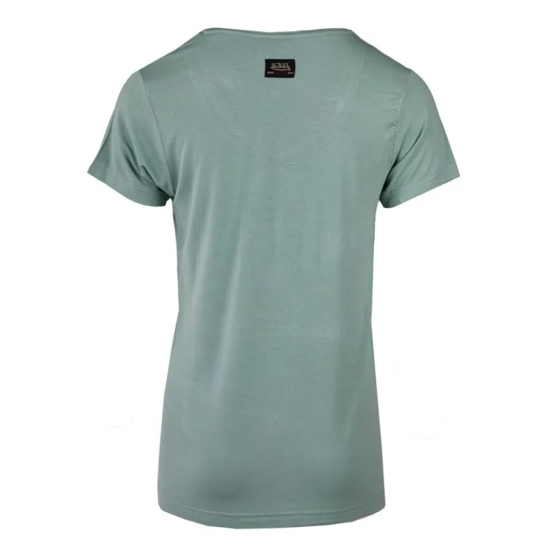 Outlet Tee shirt col V fluide strass logo Femme Femme Tee Shirt|Haut, Chemise