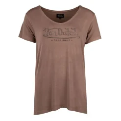 Outlet Tee shirt col V fluide strass logo Femme Femme Tee Shirt|Haut, Chemise