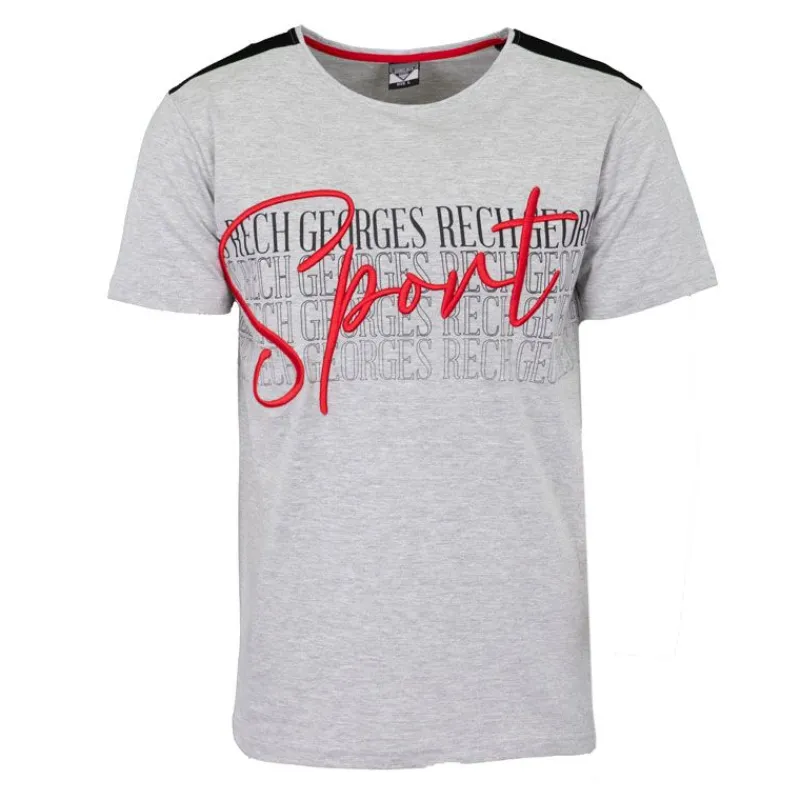 Best Tee shirt coton bandes épaules texte Sport brodé Homme Homme Vetements De Sports Homme|Tee Shirt