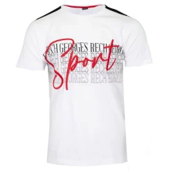 Hot Tee shirt coton bandes épaules texte Sport brodé Homme Homme Tee Shirt|Vetements De Sports Homme