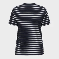 New Tee shirt coton bio Liva marinière avec coeur argenté Femme Femme Haut, Chemise|Tee Shirt