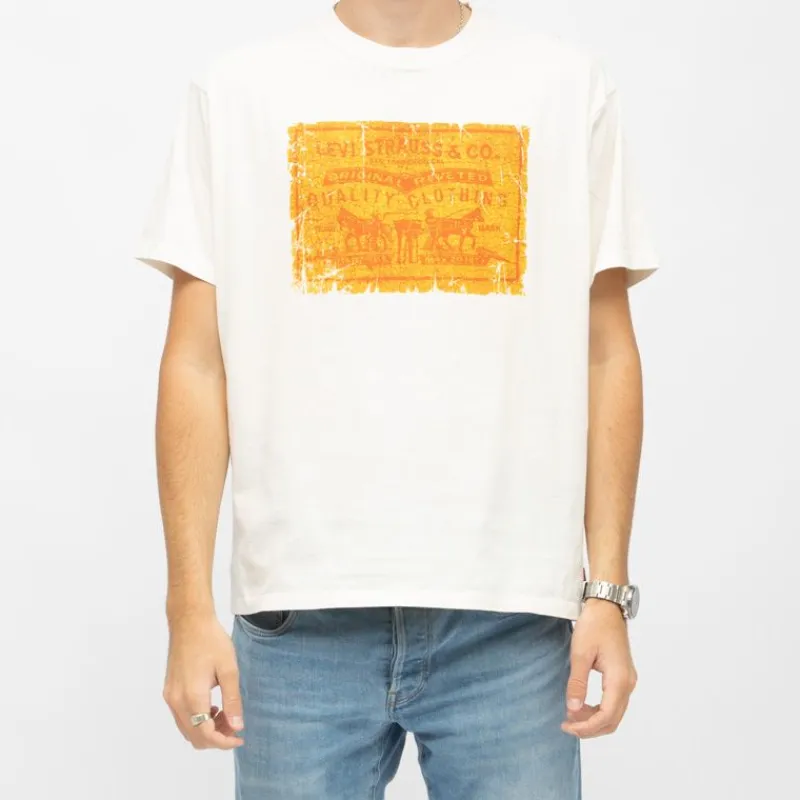 Tee shirt coton col rond imprimé étiquette Homme Homme Tee Shirt