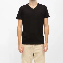 Outlet Tee shirt coton col v basique uni Homme Homme Tee Shirt