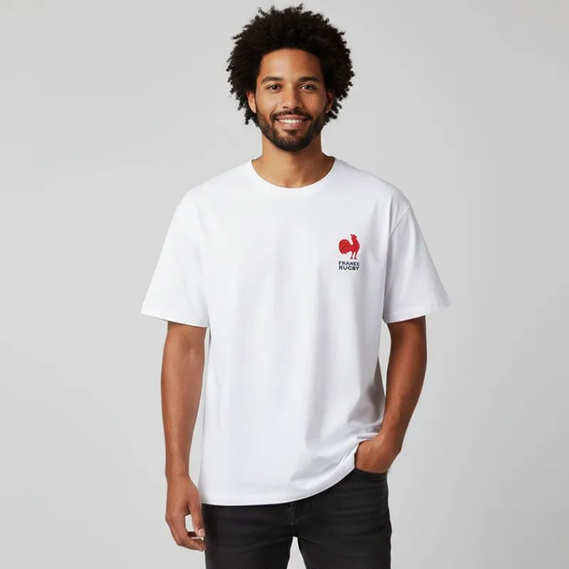 Clearance Tee shirt coton france rugby manches courtes Homme Homme Tee Shirt