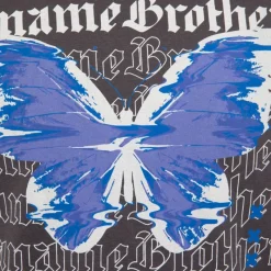 Outlet Tee shirt coton imprimé papillon glitch avec textes Homme Homme Tee Shirt