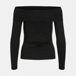 Sale Tee shirt doux épaules nues osata black avec drapé Femme Femme Haut, Chemise|Tee Shirt